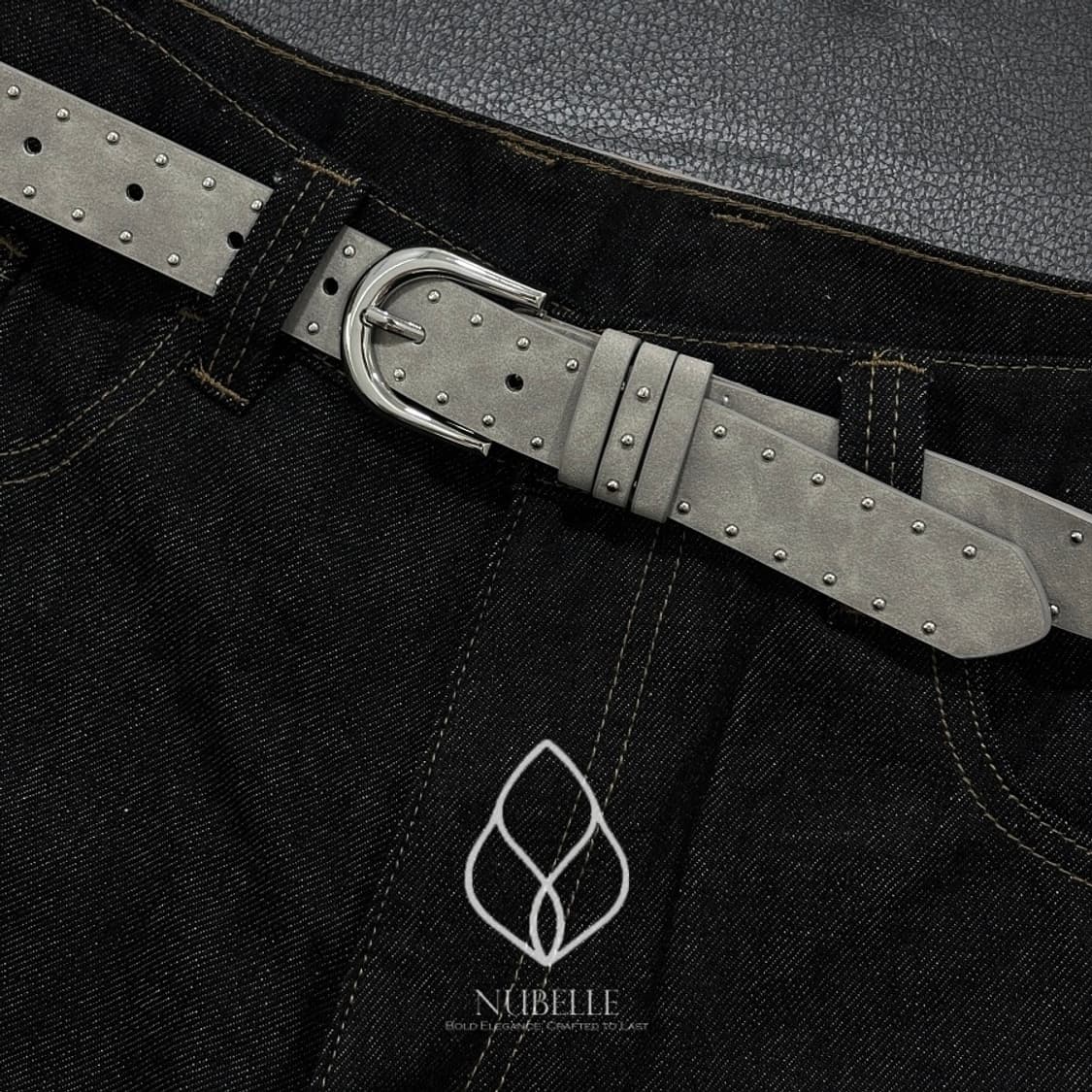 🌗 Suede stud belt / 스웨이드 가죽 스터드 벨트 상품이미지1