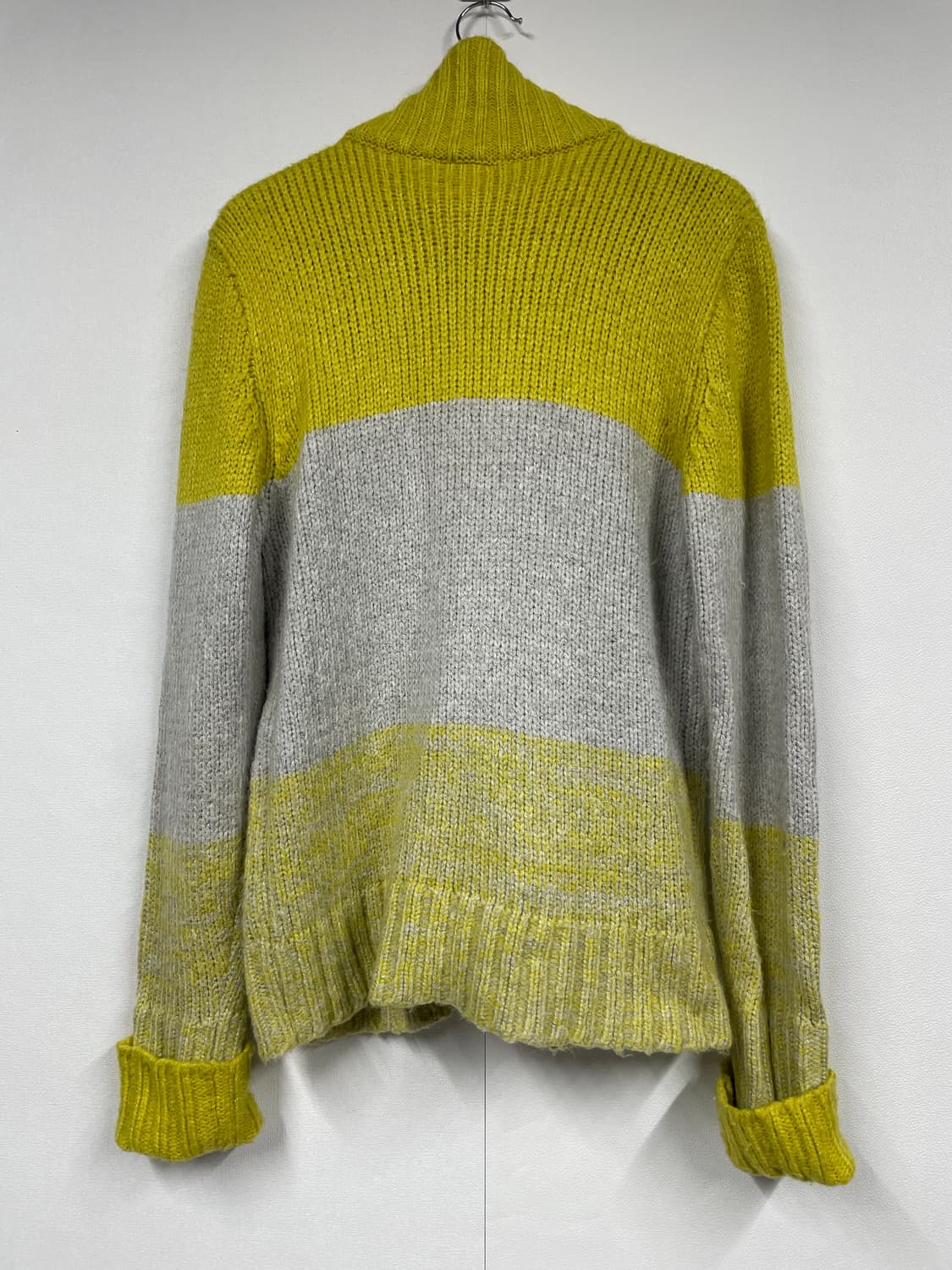 빈티지 옐로우 그레이 니트 집업 가디건 상품이미지4