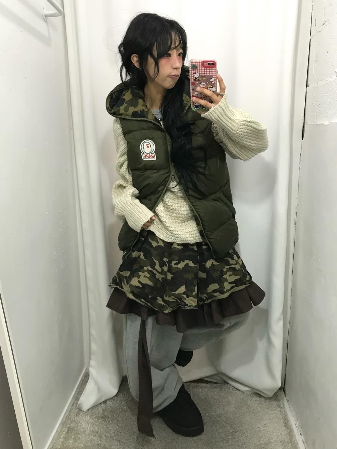 Bape Khaki Logo Two-way Padded Vest 상품이미지3
