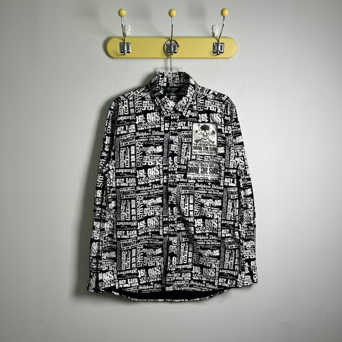 JPN VTG 빈티지 뉴스페이퍼 펑크 스컬 셔츠 XL 상품이미지1