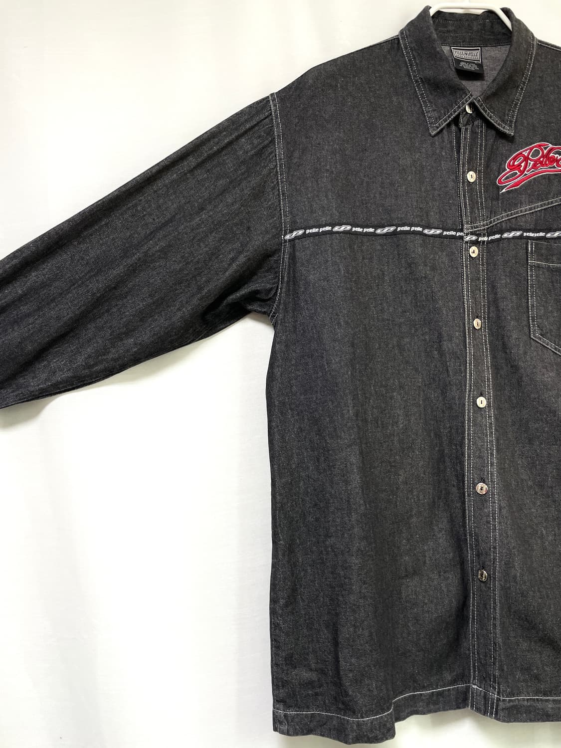 PELLE PELLE 펠레펠레 얇은 흑청 데님셔츠 L 상품이미지3