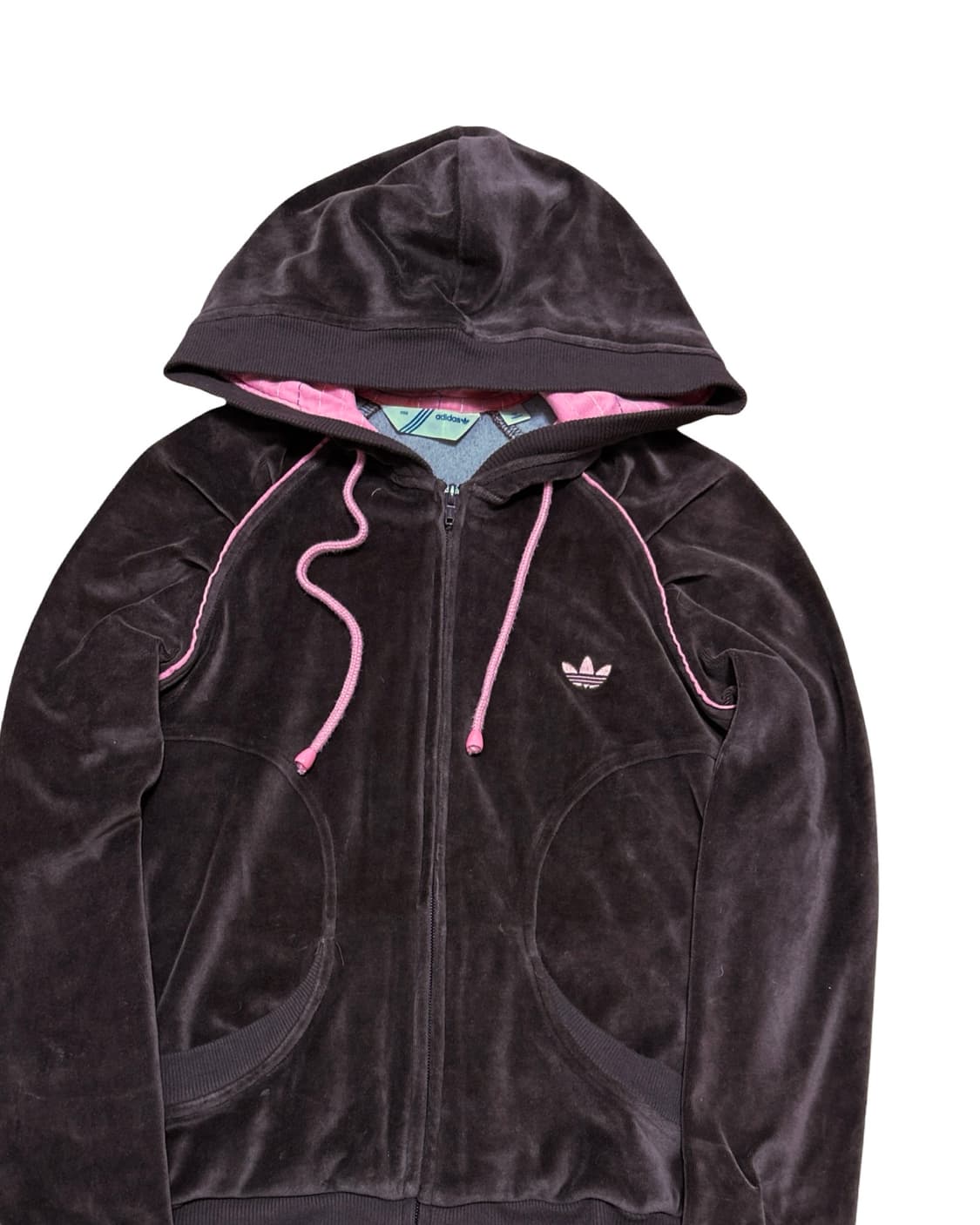 아디다스 브라운 핑크 벨벳 후드집업 상품이미지2