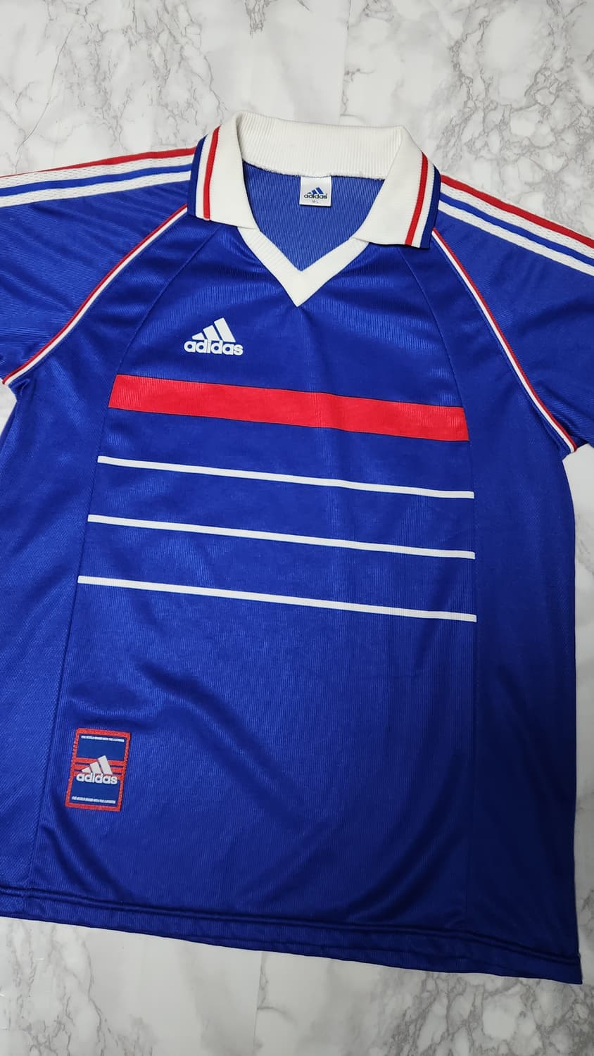 98-99 프랑스 홈 기반 커스텀 아이다스 유니폼 반팔 상품이미지4