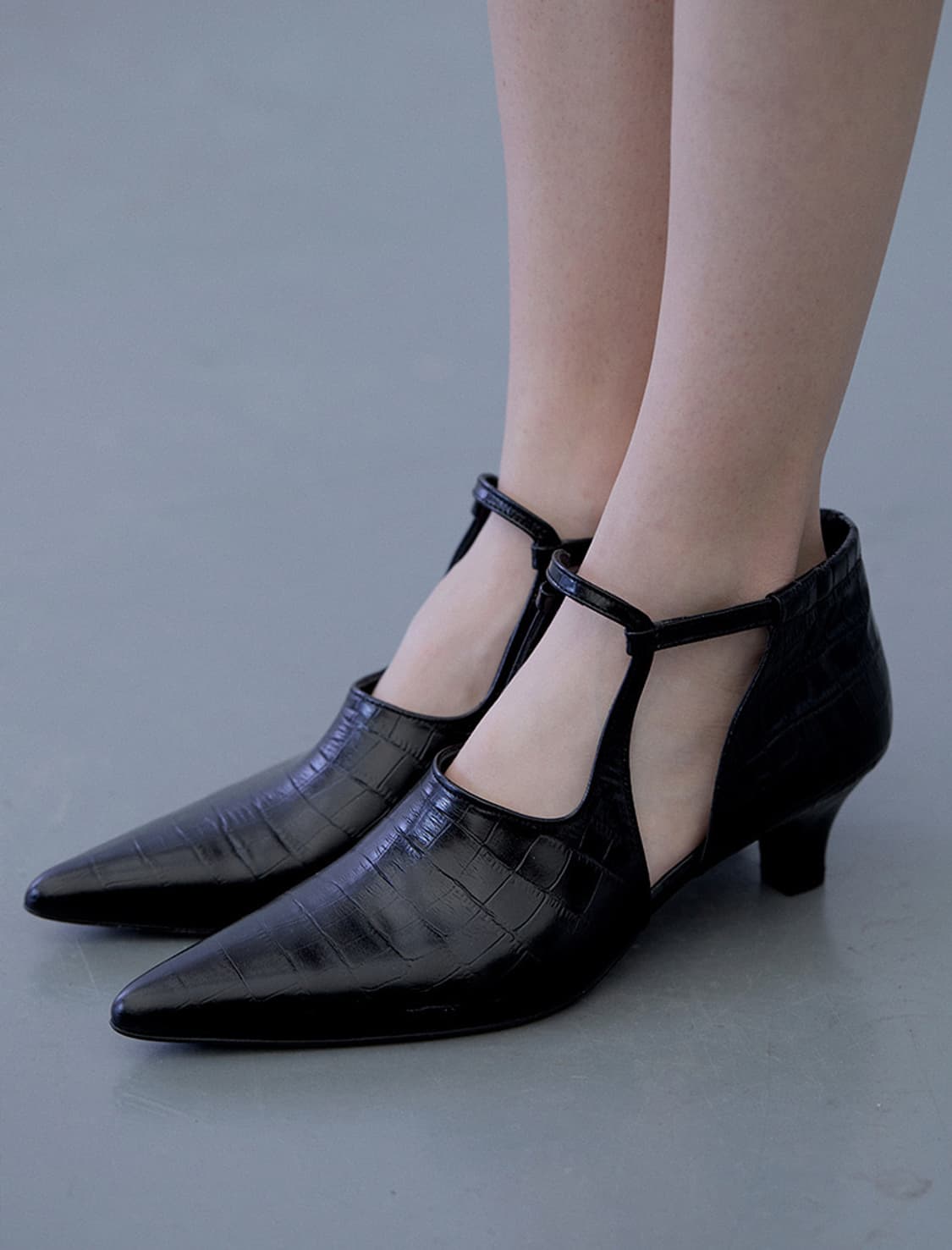 피에톤 Daloa cut out pumps 블랙 크로코 패턴(단종) 상품이미지5