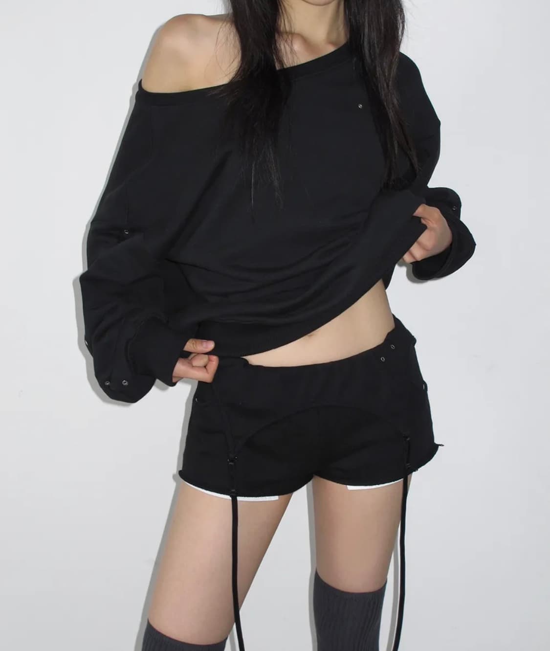 41pray 사일프레이 Layered Shorts 블랙 쇼츠 반바지 상품이미지3