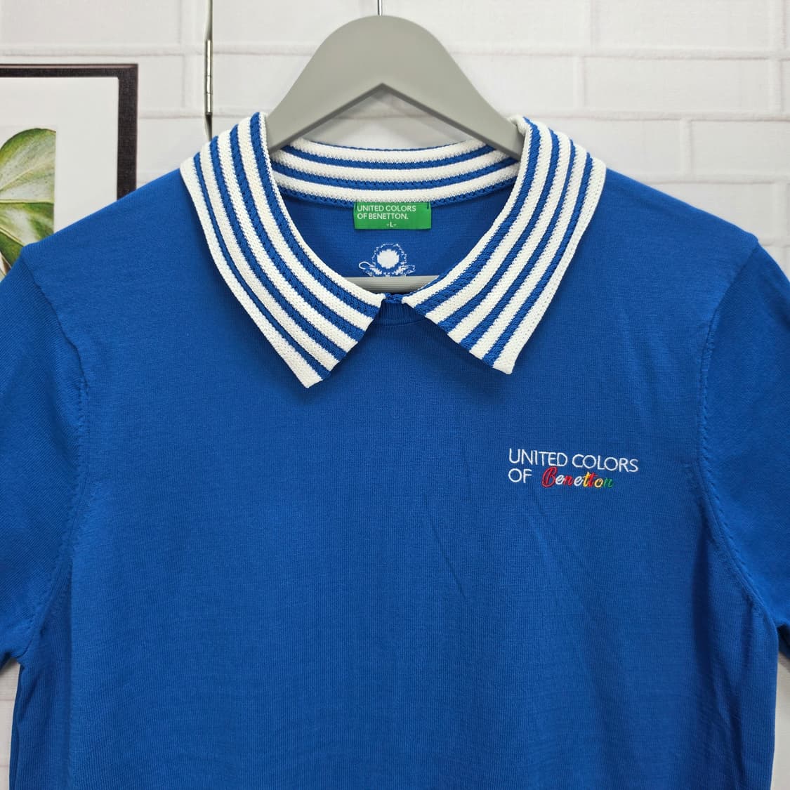 25SS 베네통 여성 반팔 칼라 니트 티셔츠 100(L)사이즈 새상품급 상품이미지2