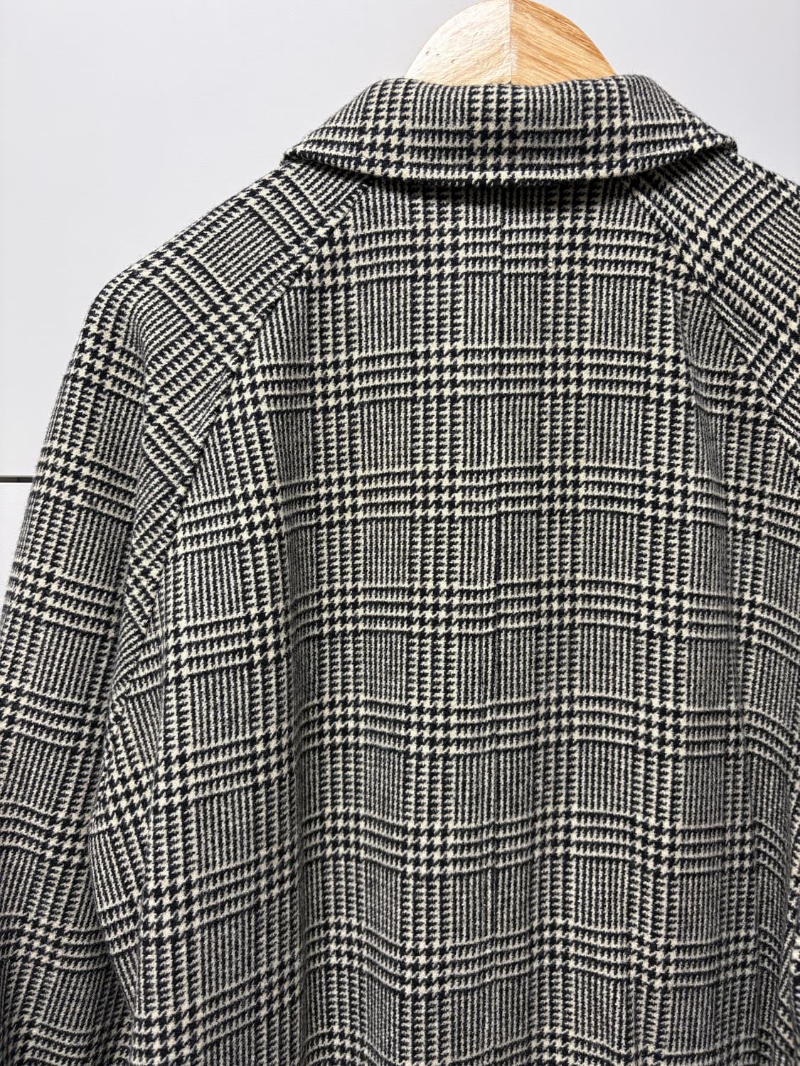 빈티지 그레이 울 글렌체크 발마칸 코트 100사이즈 상품이미지4