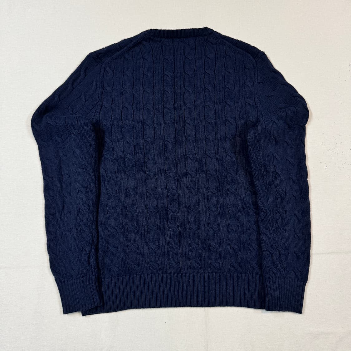 M) 폴로 랄프로렌 코튼 케이블 꽈배기 라운드넥 니트 네이비 상품이미지5