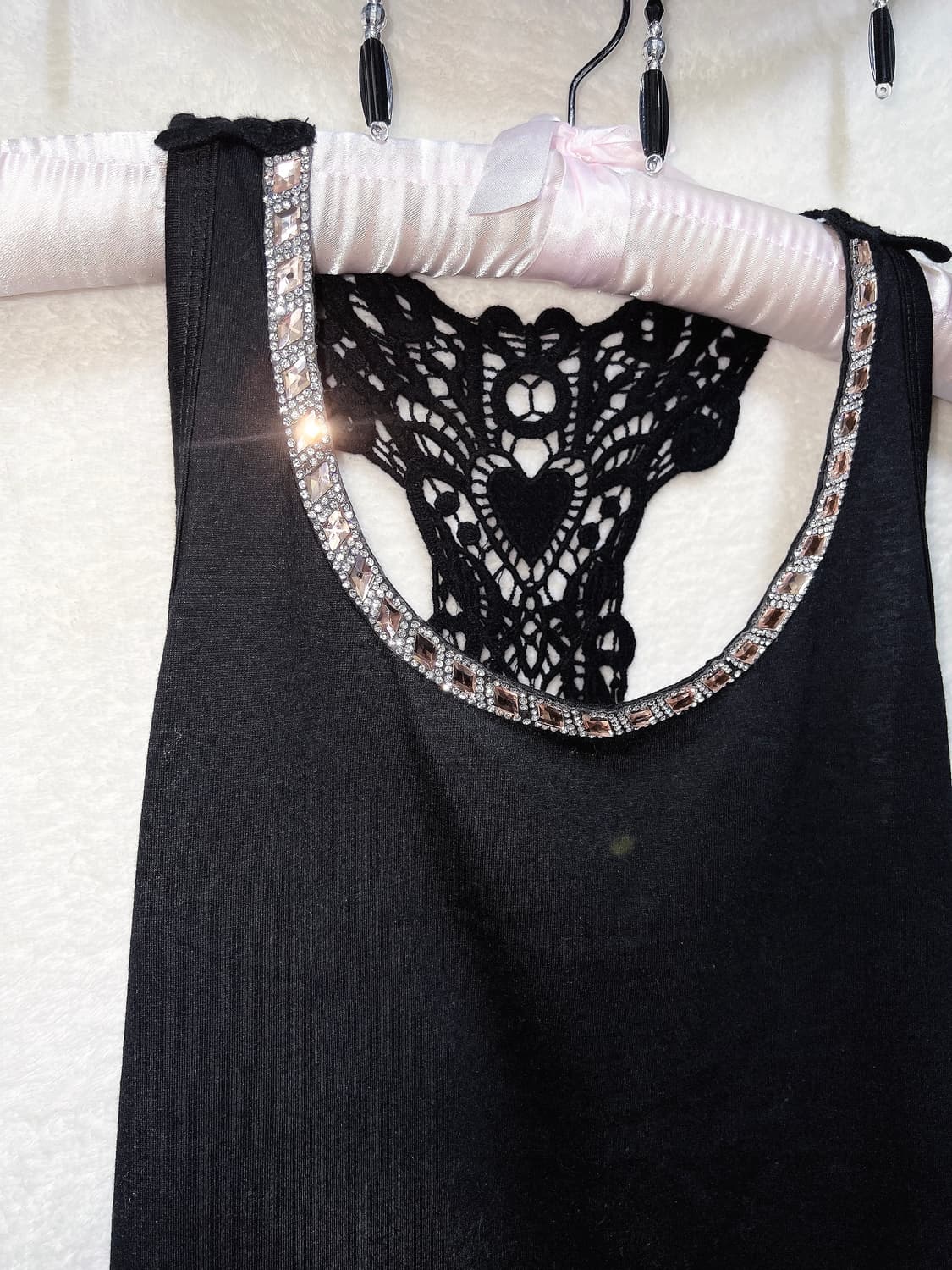 레이스 자수 큐빅 슬리브리스 홀터넥나시 로맨틱고딕 갸루 페어리 핀터 펑크 상품이미지9