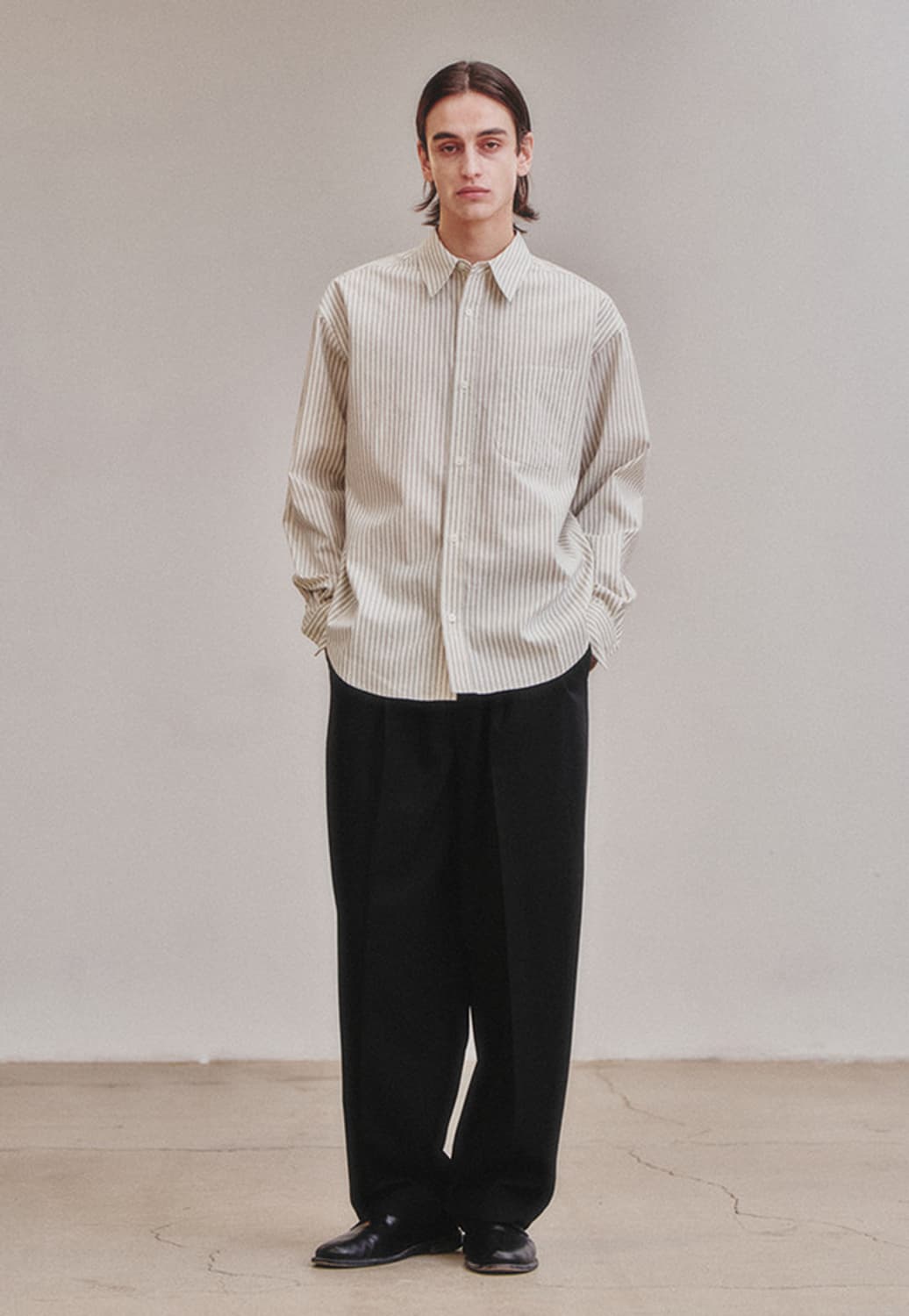 XL] 아트이프액츠 스트라이프 셔츠 아이보리 판매합니다. 상품이미지3