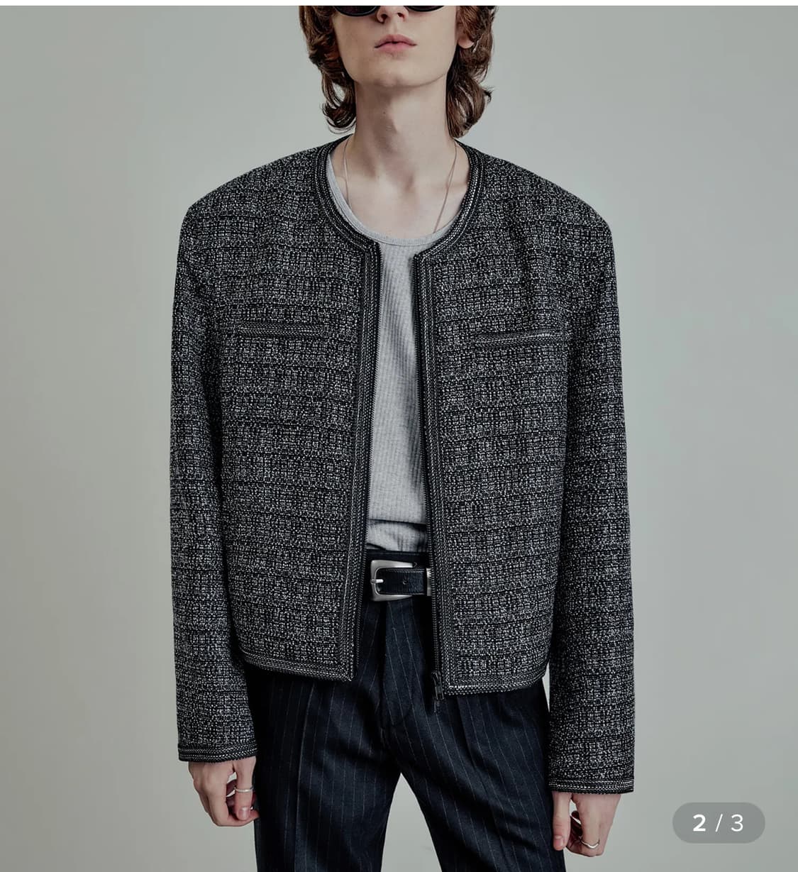 LMOOD Metal Trimming Tweed Jacket 상품이미지3