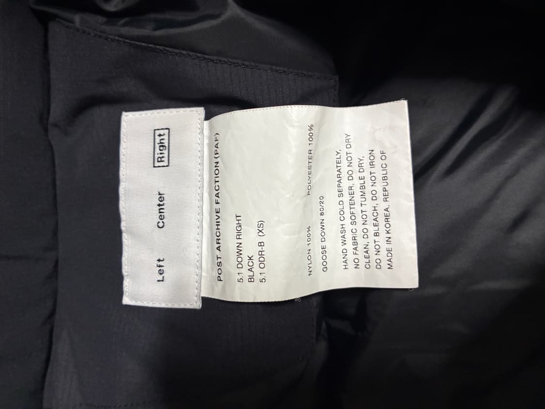 파프(PAF) 5.1 down right 구스다운 패딩 블랙(XS) 상품이미지2