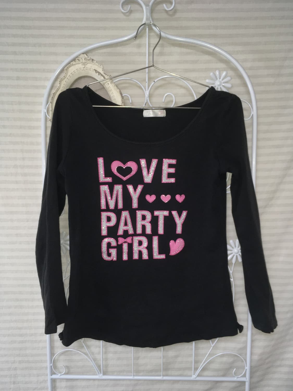 일본빈티지 펑크 블랙 리본큐빅 티셔츠 상품이미지4