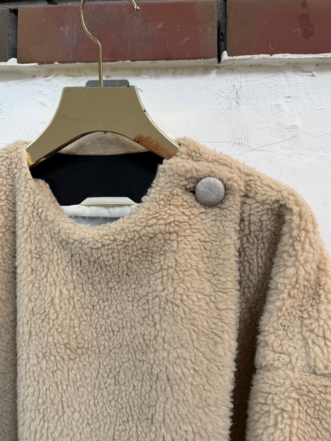 Carin wester 칼라리스 베이지 울 혼방 퍼 코트 XS 상품이미지4