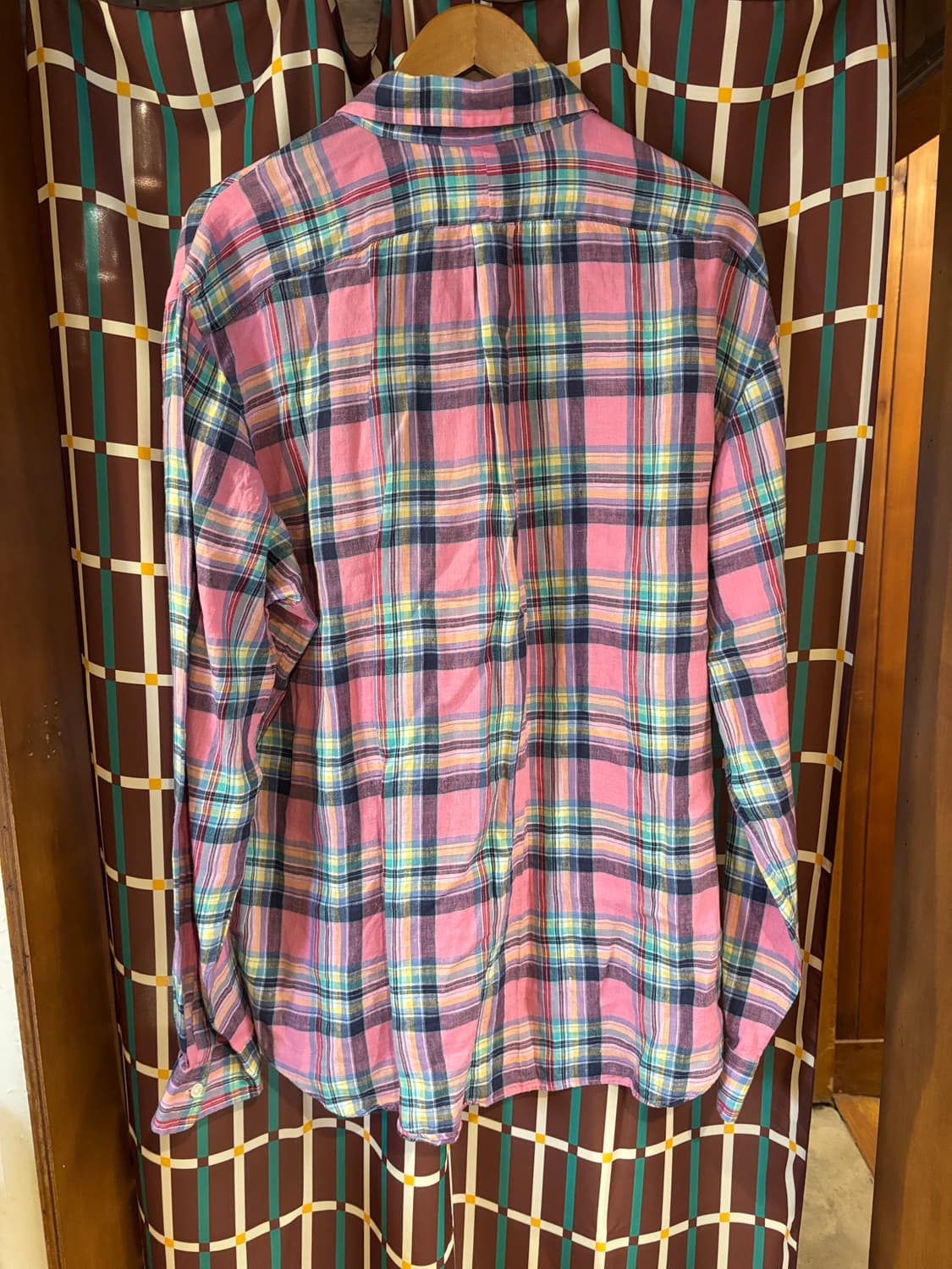 폴로 랄프로렌 핑크 체크 린넨셔츠 상품이미지6