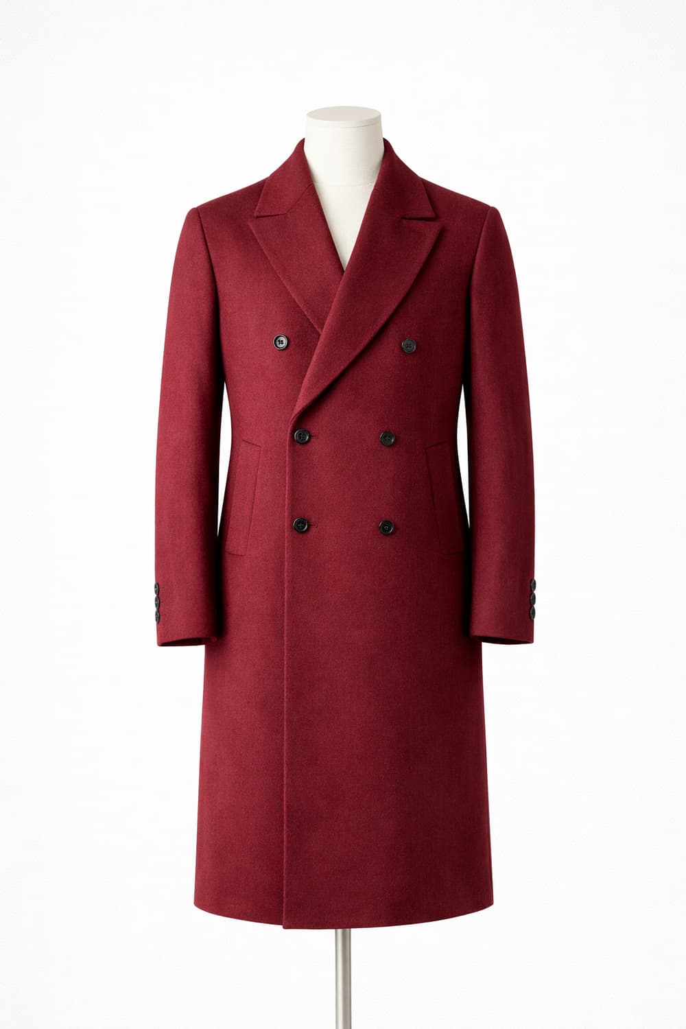 남자 세미오버핏 울 더블 브레스티드 롱 코트 (버건디) 105(XL) 상품이미지1