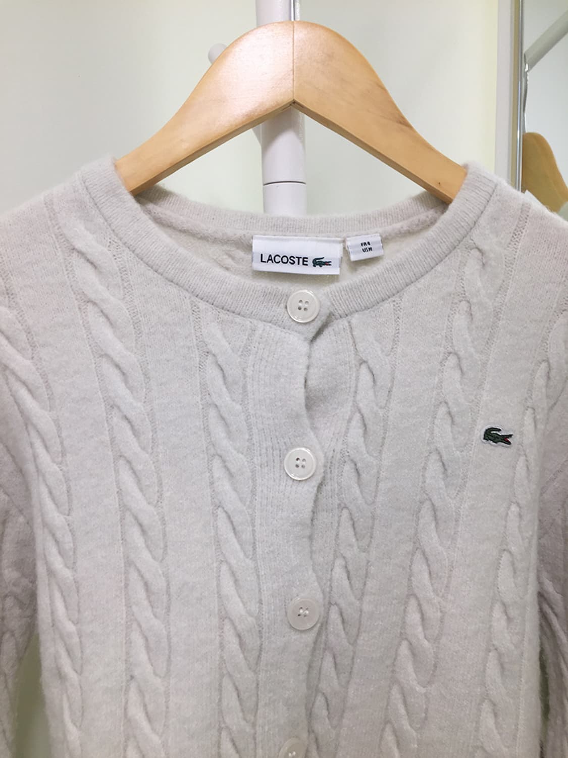 여성 라코스테 꽈배기 니트가디건 100 상품이미지3