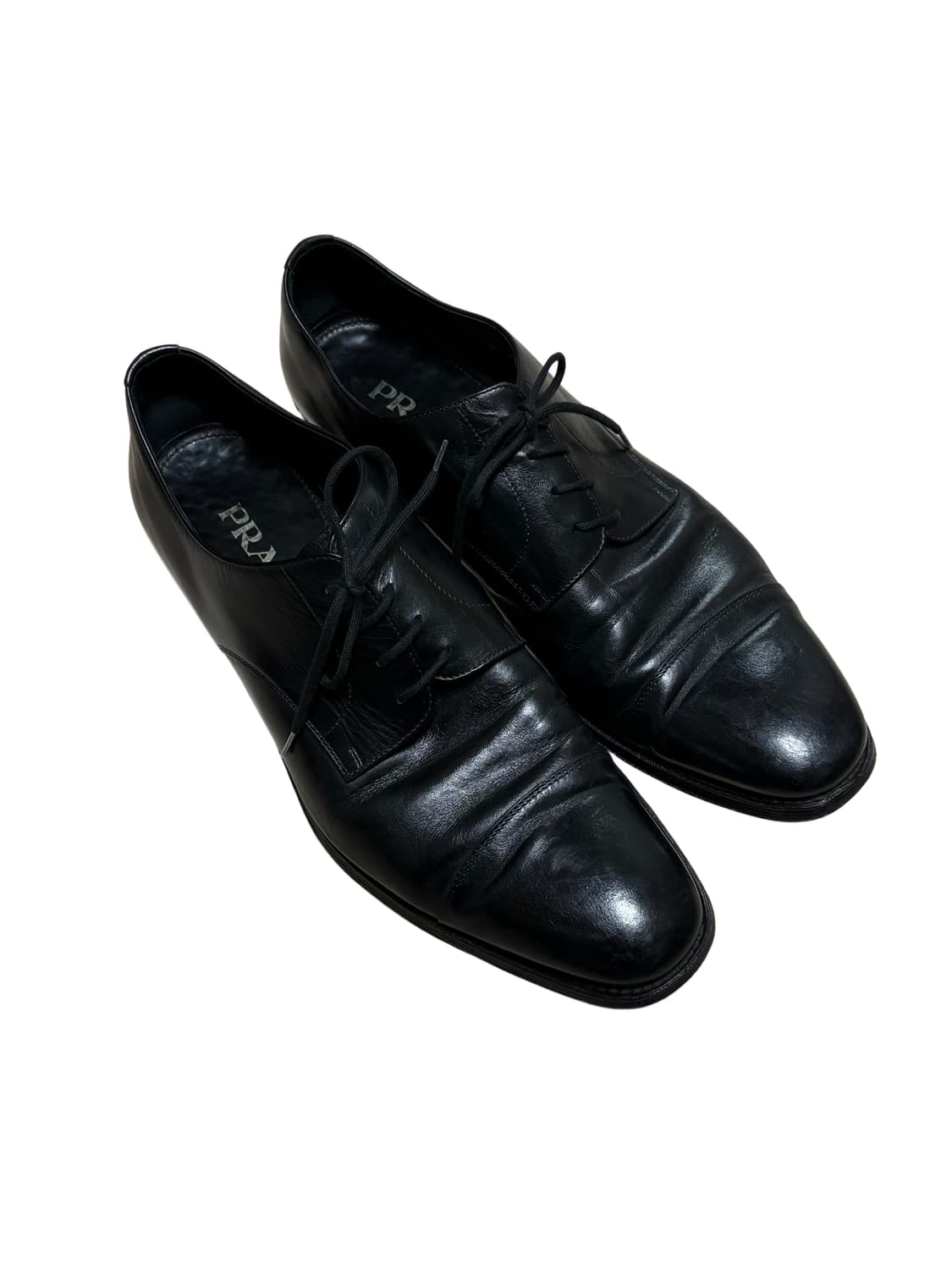 Prada black Leather cap toe derby shoes 상품이미지2