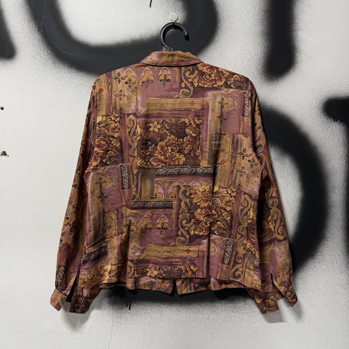 VTG 빈티지 에스닉 풀 패턴 폴리 블라우스 자켓 상품이미지2