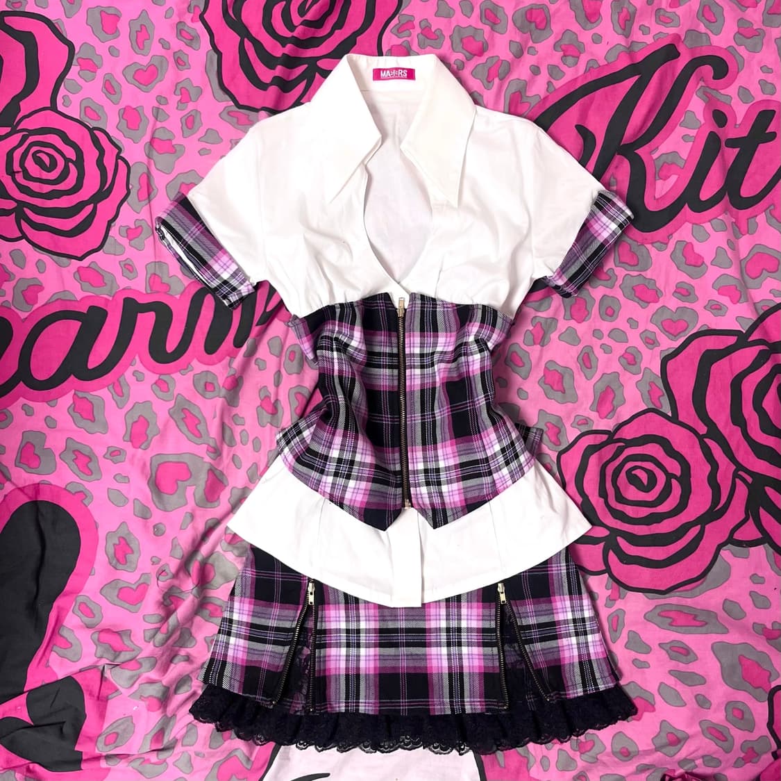 MA*RS마즈 블랙핑크 체크 리본 바렛타 헤어핀 히메로맨틱갸루 핀터109 상품이미지3