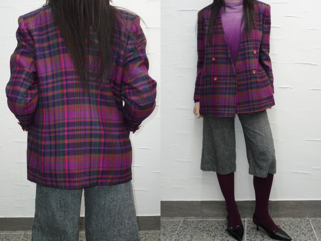 plum check wool jacket 상품이미지2