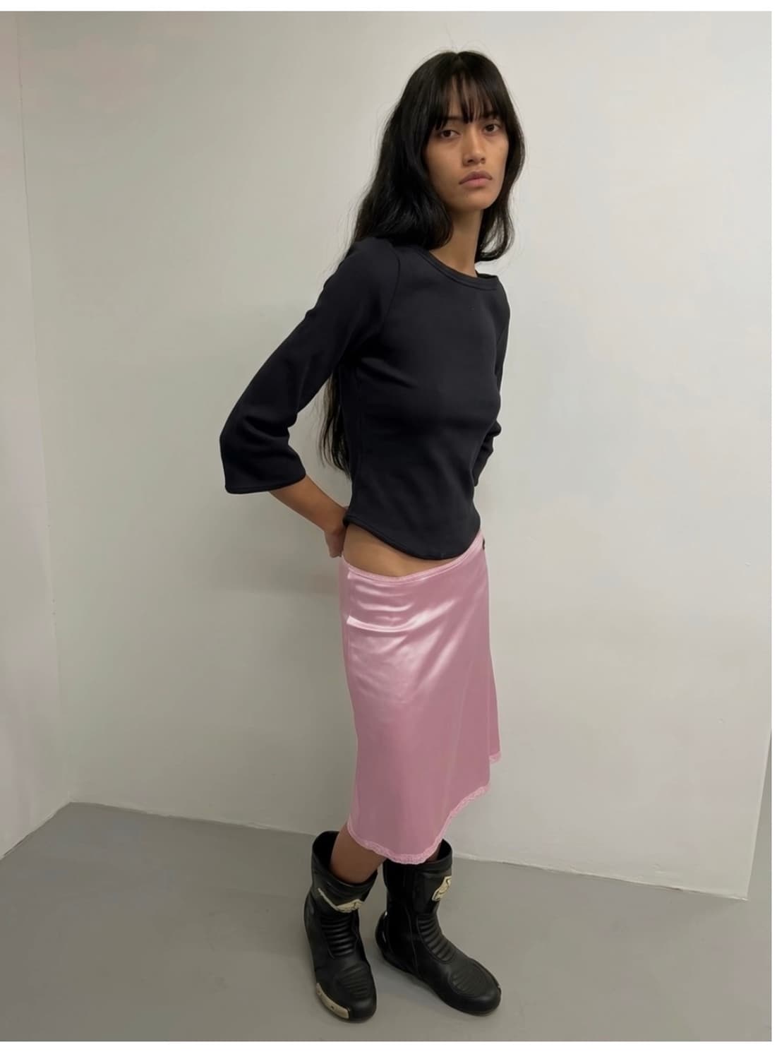 attends soft lace 3/4 sleeve tee(black) 상품이미지1