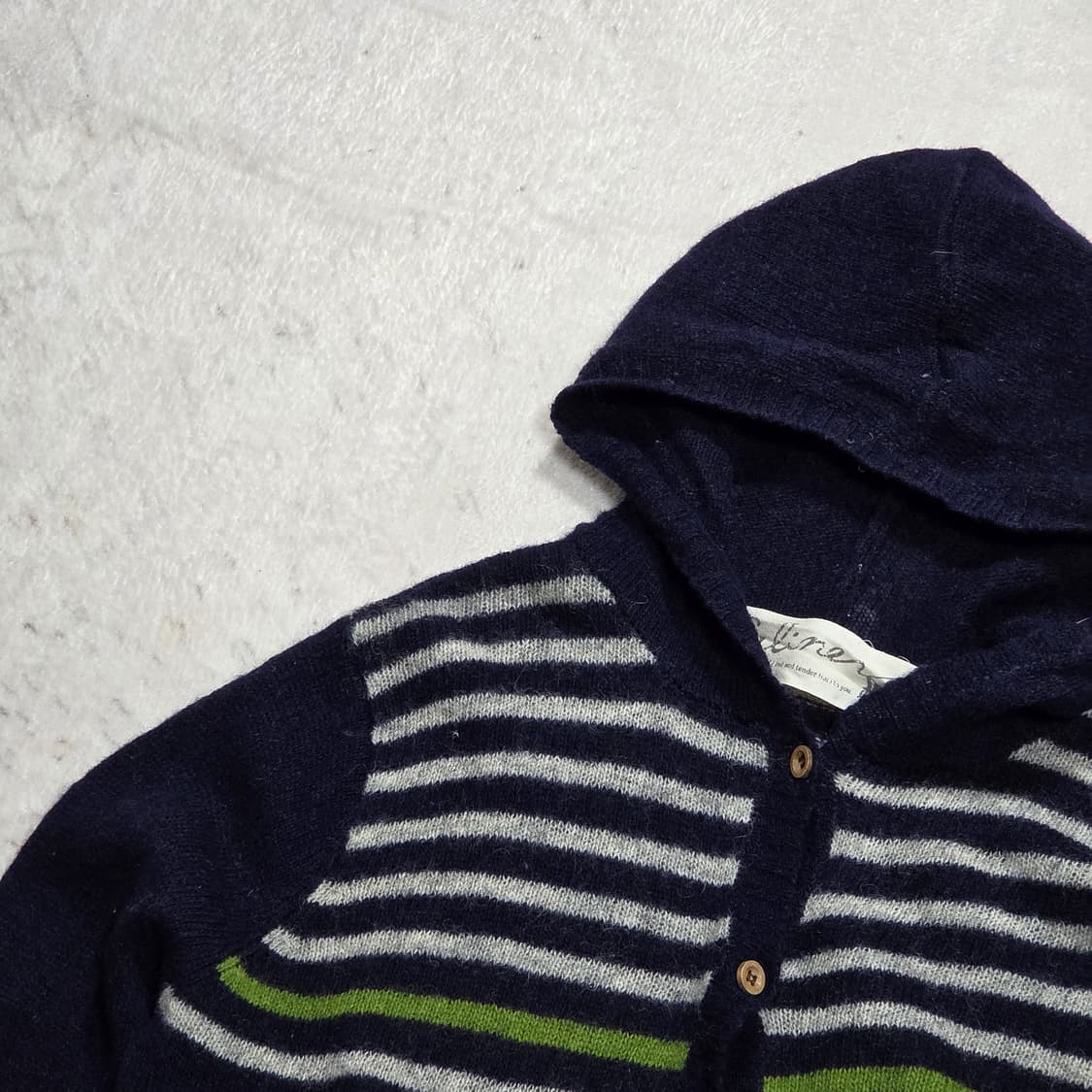 일본 빈티지 모리걸 네이비 스트라이프 후드 니트 상품이미지2