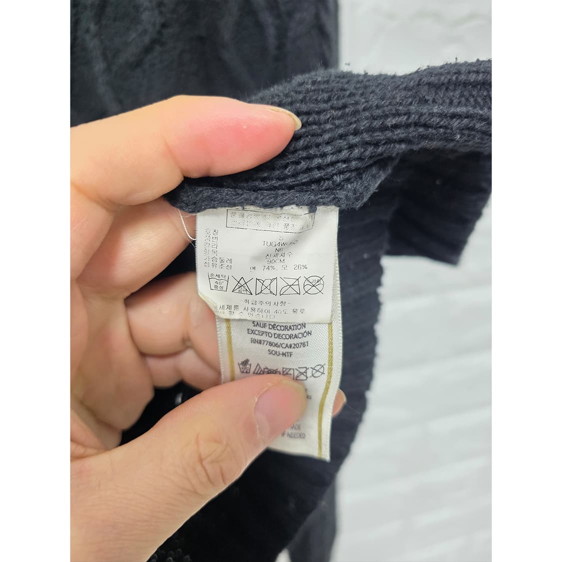 택포_ 타미힐피거 블랙 브이넥 케이블 니트 S 상품이미지3