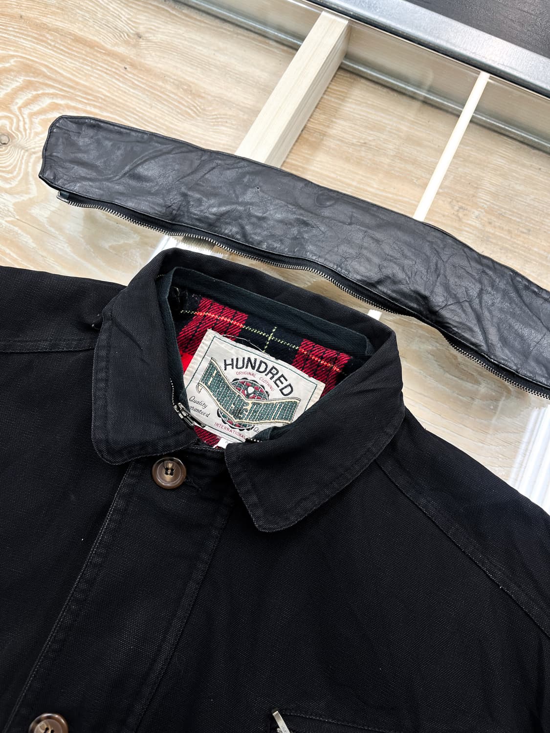 Hunderd 90's 레더 카라 봄버 상품이미지5