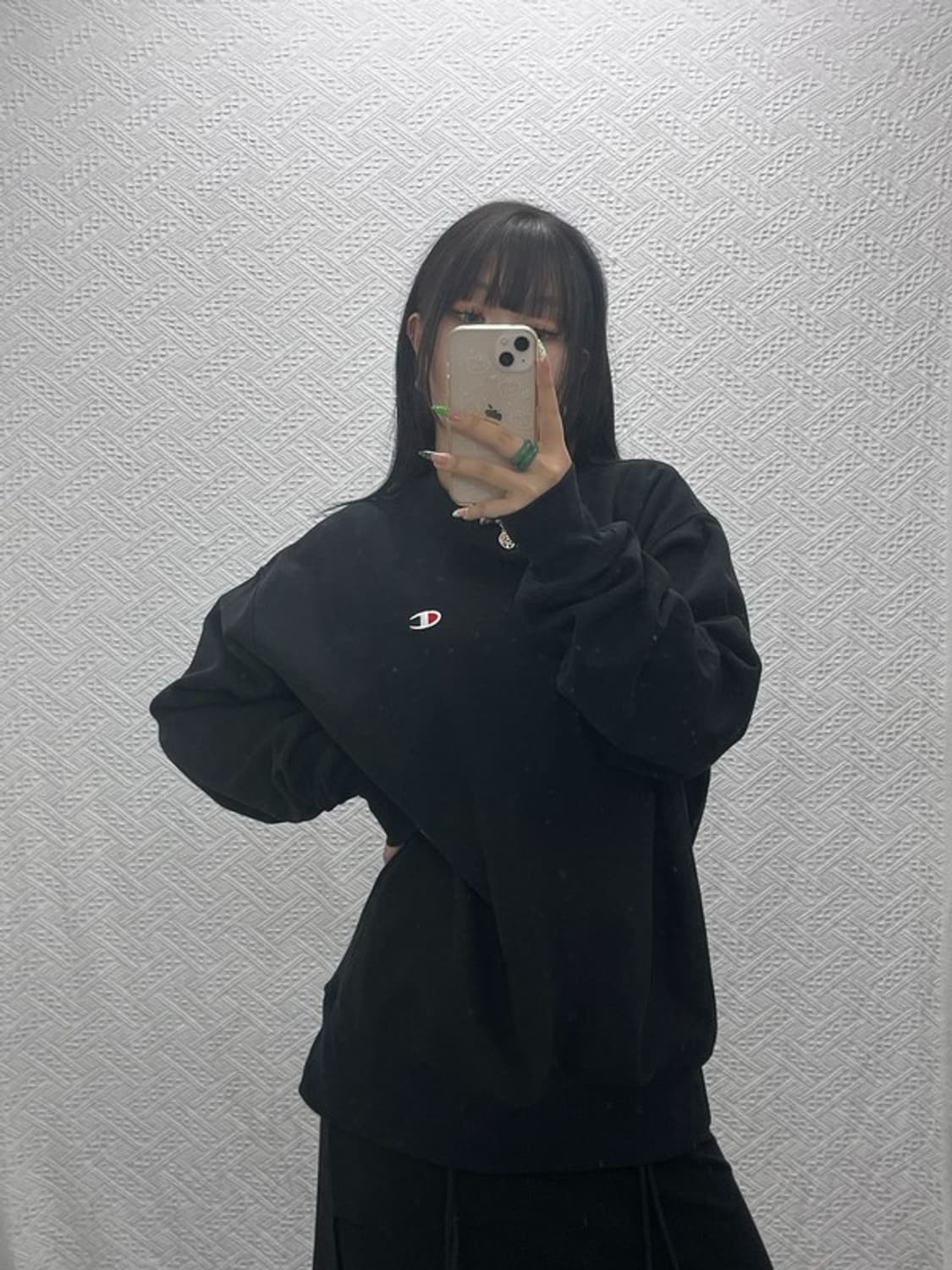 챔피온 리버스위브 자수패치 모던 약기모 맨투맨 L C09180 상품이미지1