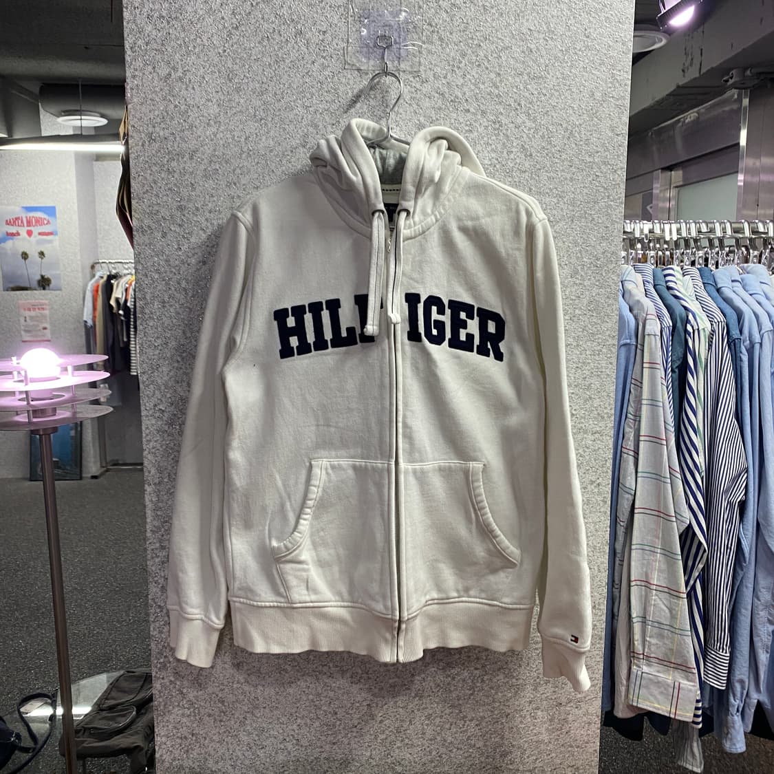 타미힐피거 센터로고 화이트 후드집업B4282 상품이미지2