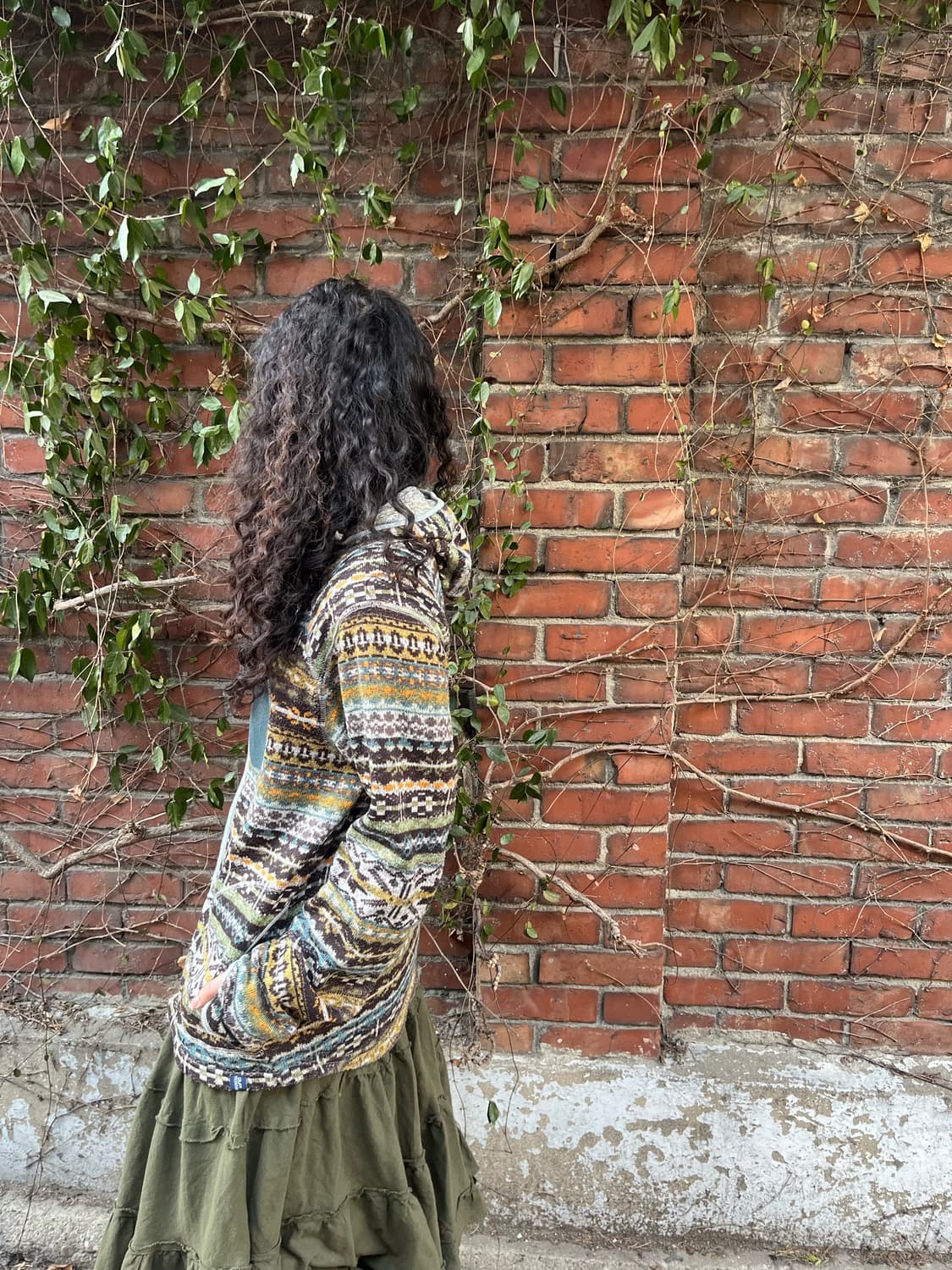 히피 패턴 핸드워머 포인트 후드 집업 상품이미지6