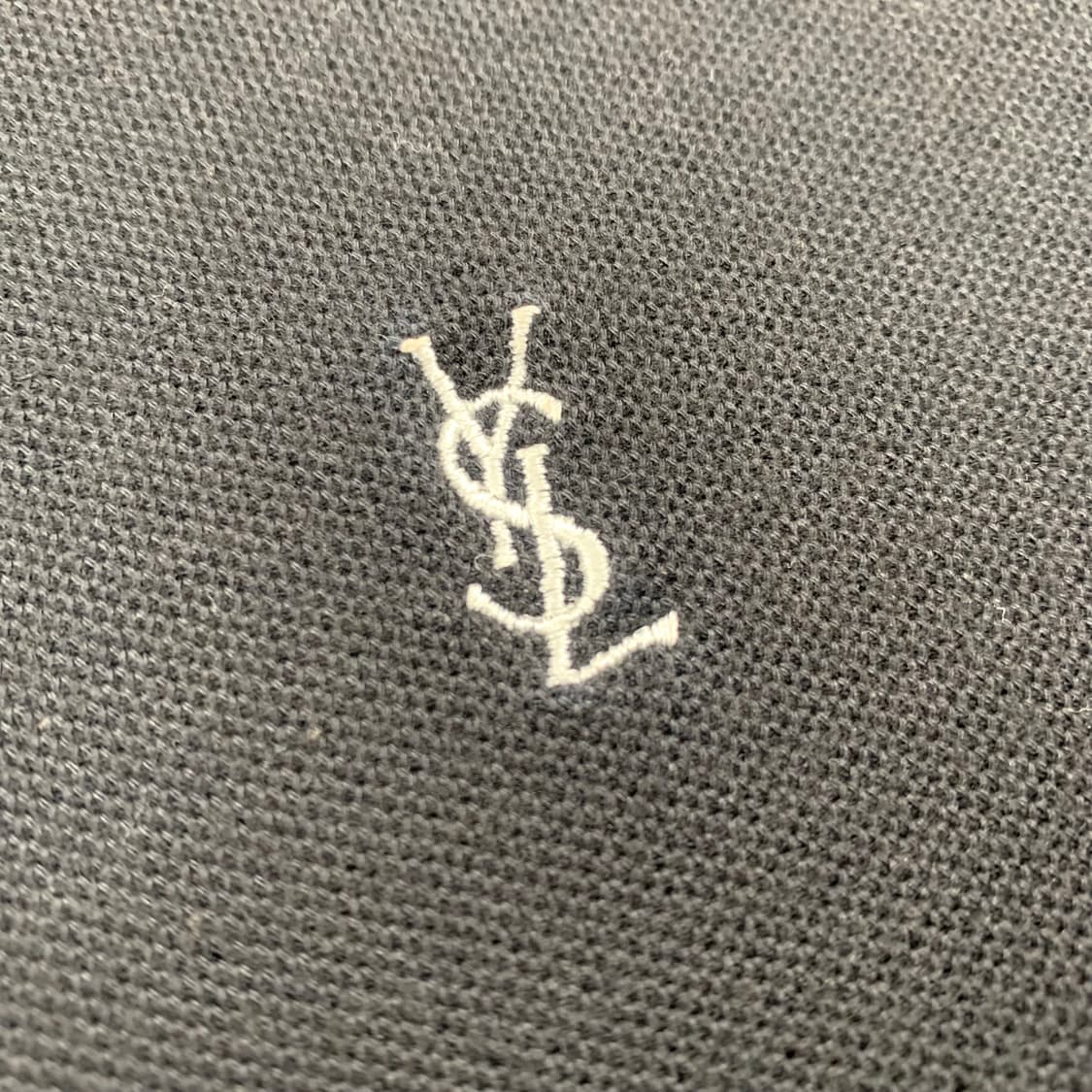 입생로랑 일판 YSL 자수로고 코튼 카라 티셔츠 블랙 상품이미지3