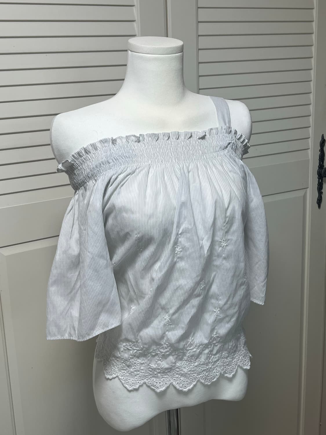 얼스뮤직앤이콜로지 오프숄더 펀칭 연하늘 청순 일본 수입 빈티지 상품이미지5