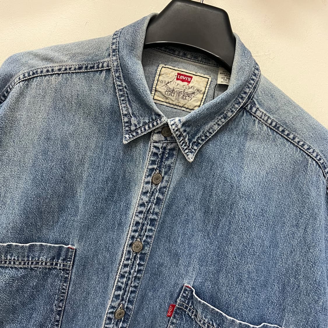 90s 리바이스 레드탭 데님 셔츠 청남방 XL 상품이미지3
