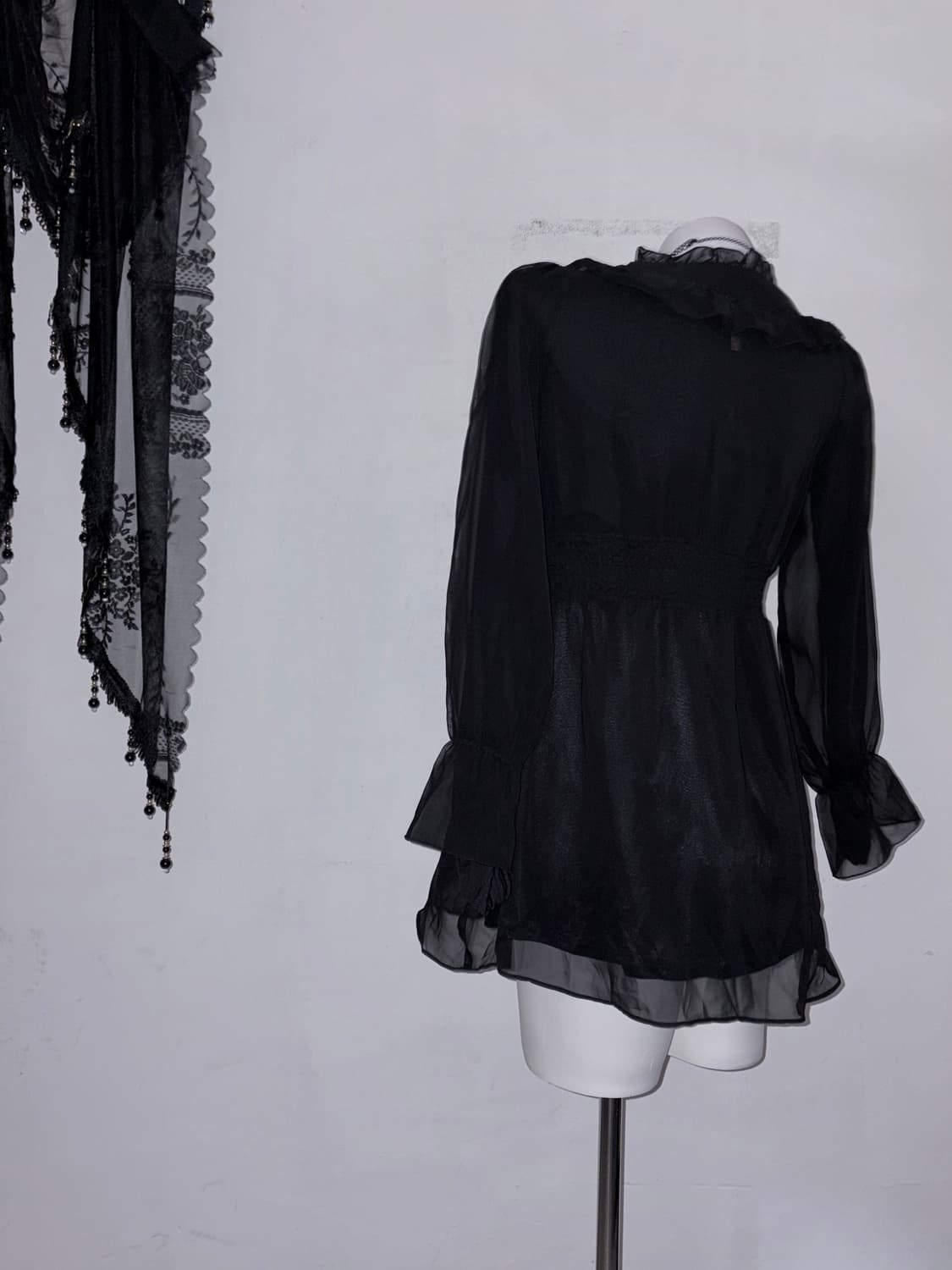 블랙 페어리 오리엔탈 시스루 원피스 (자수, 프릴, 샤, 고딕, 고스) 상품이미지4