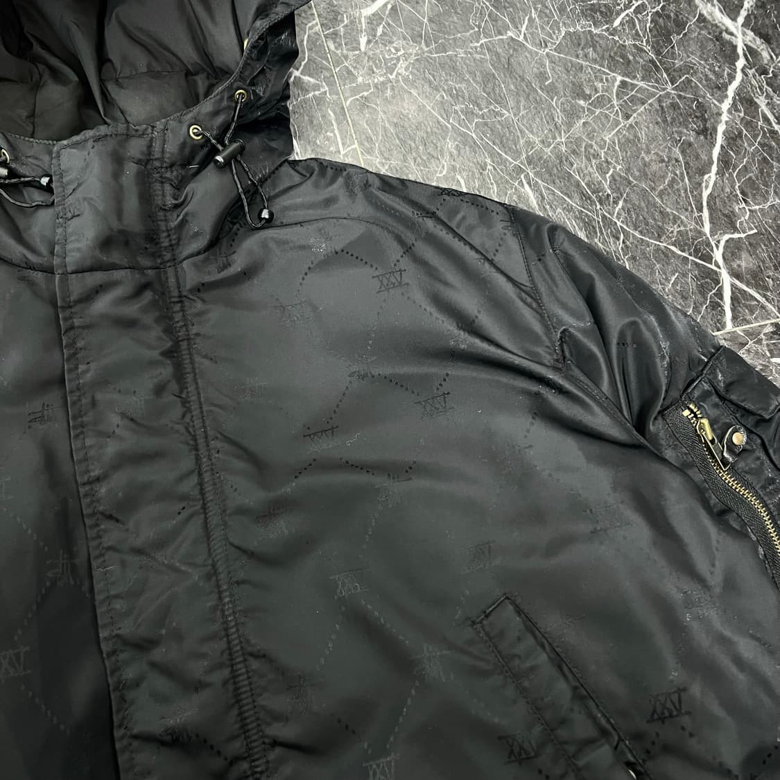 스투시 25주년 N3B 로고 패턴 다운 자켓 블랙 상품이미지5