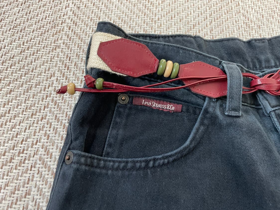 빈티지 웨스턴 비즈 스트랩 웨빙 벨트 J03879 상품이미지4