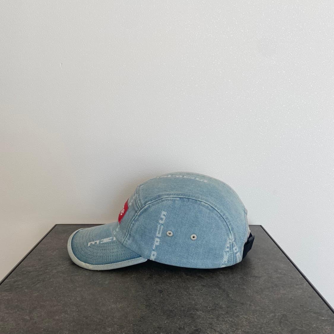 슈프림 자카드 워시드 데님 레드 박스로고 캠프캡 모자 상품이미지2