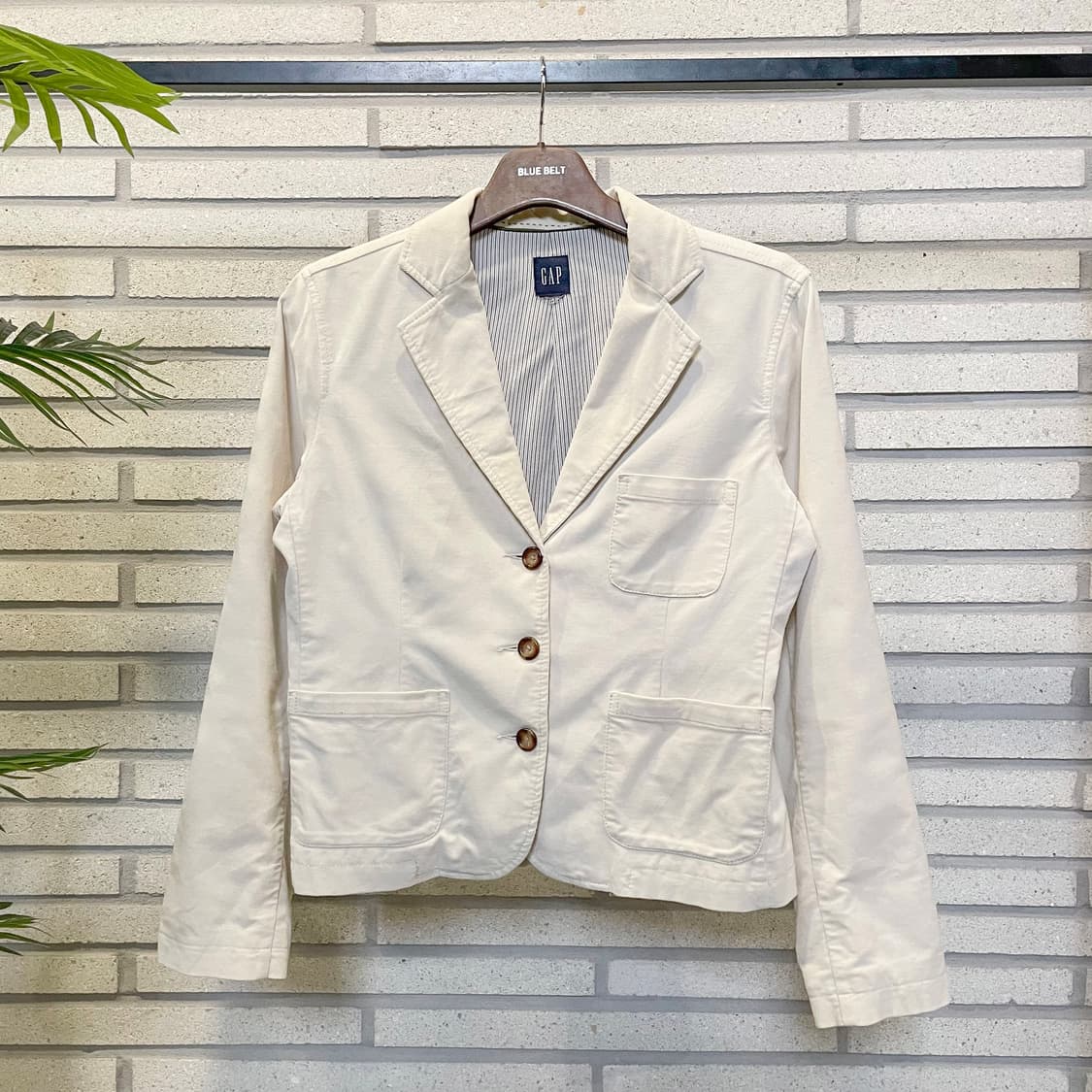GAP 코듀로이 코튼 블레이저 자켓 쓰리버튼 투포켓 디테일 화이트 상품이미지2