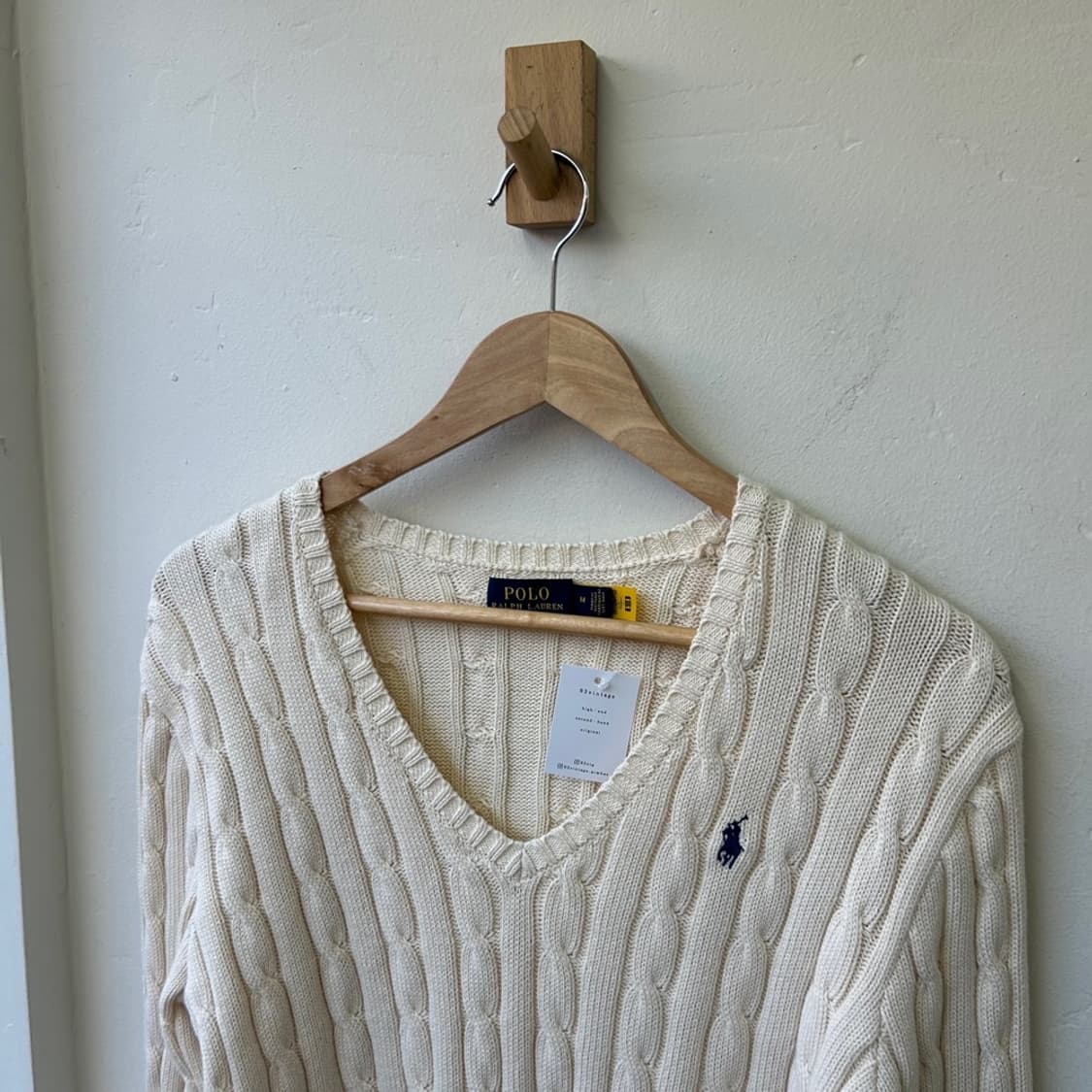 16078 - 폴로 랄프로렌 아이보리 케이블 브이넥 니트 상품이미지1