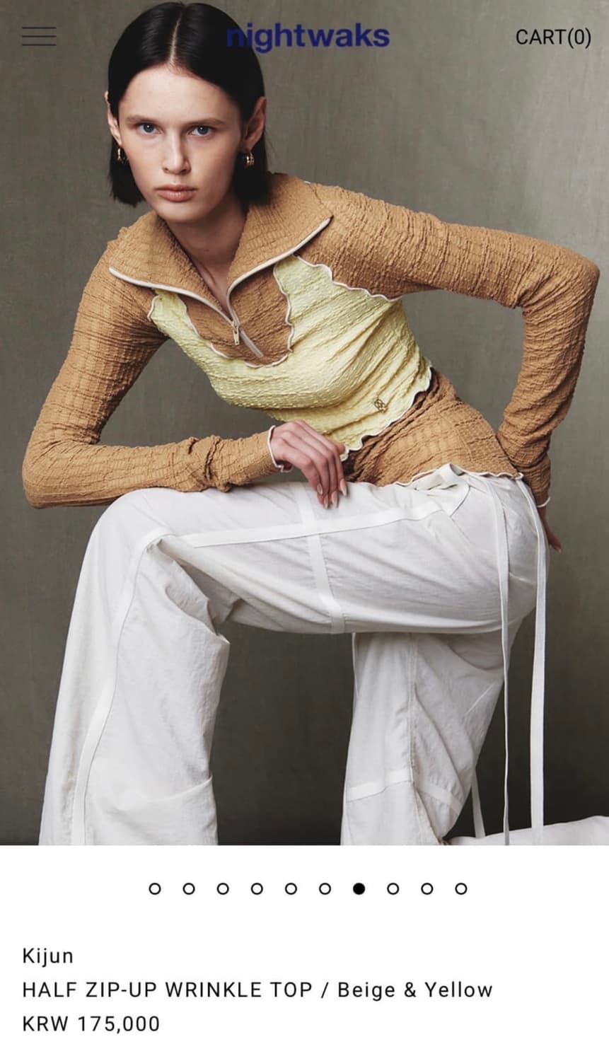 기준 KIJUN 하프 집업 링클 하이넥 탑 상품이미지2