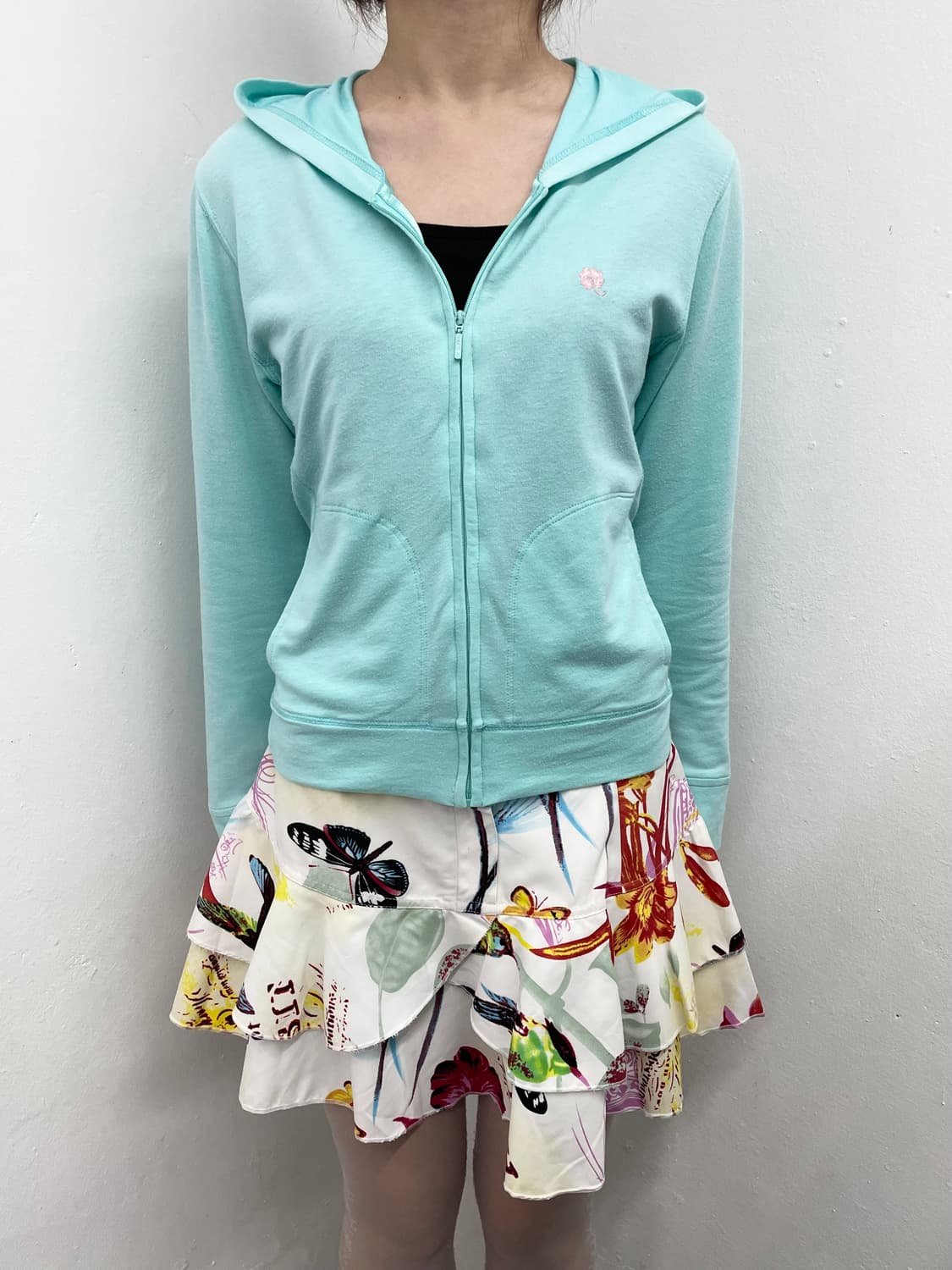 민트코어 키치 클로버 후드집업🩵 상품이미지2