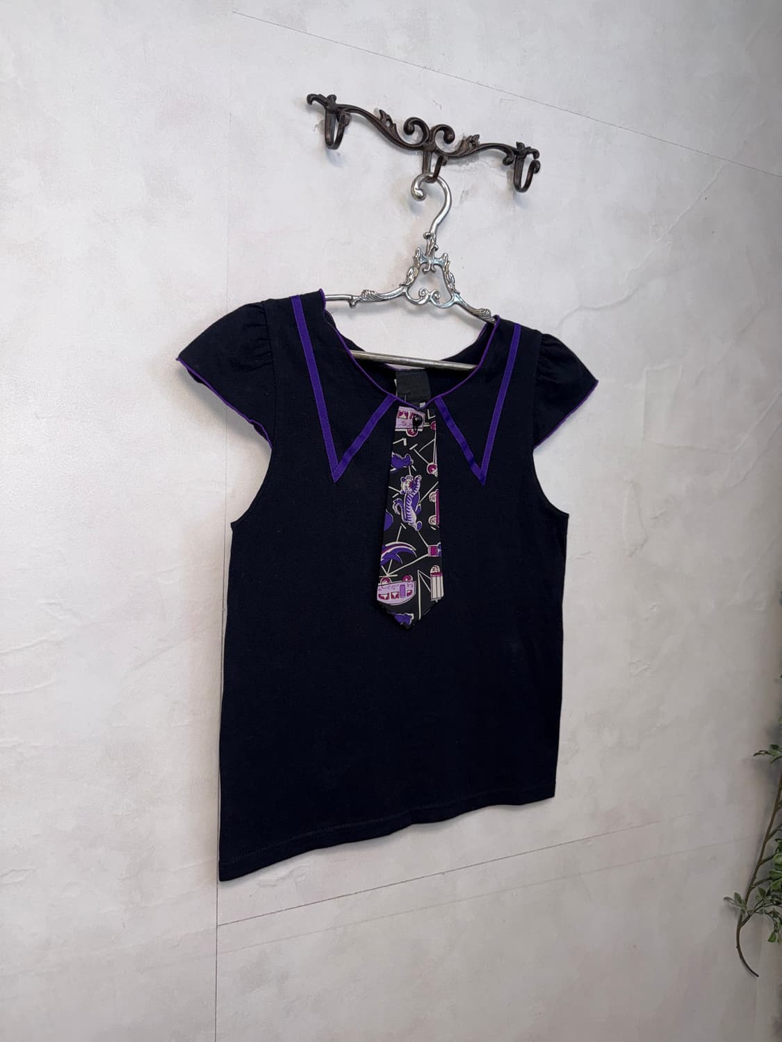 Anna Sui black purple kitsch tie half t  상품이미지3