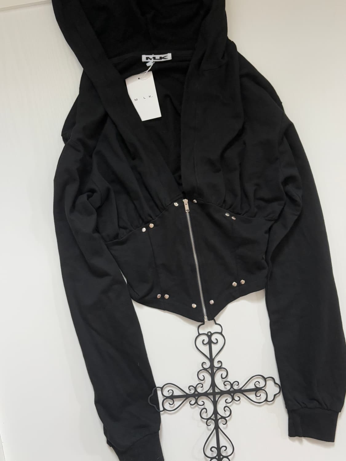 • Mlk Black Short Corset Hooded Zip-Up ( 상품이미지3