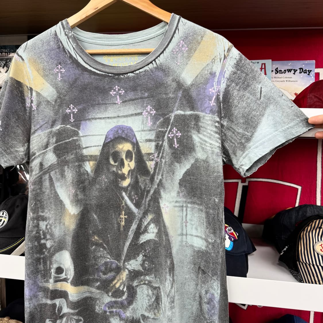 애플릭션 로열티 그라임 리퍼 스컬 티셔츠 made in USA (M) 상품이미지2