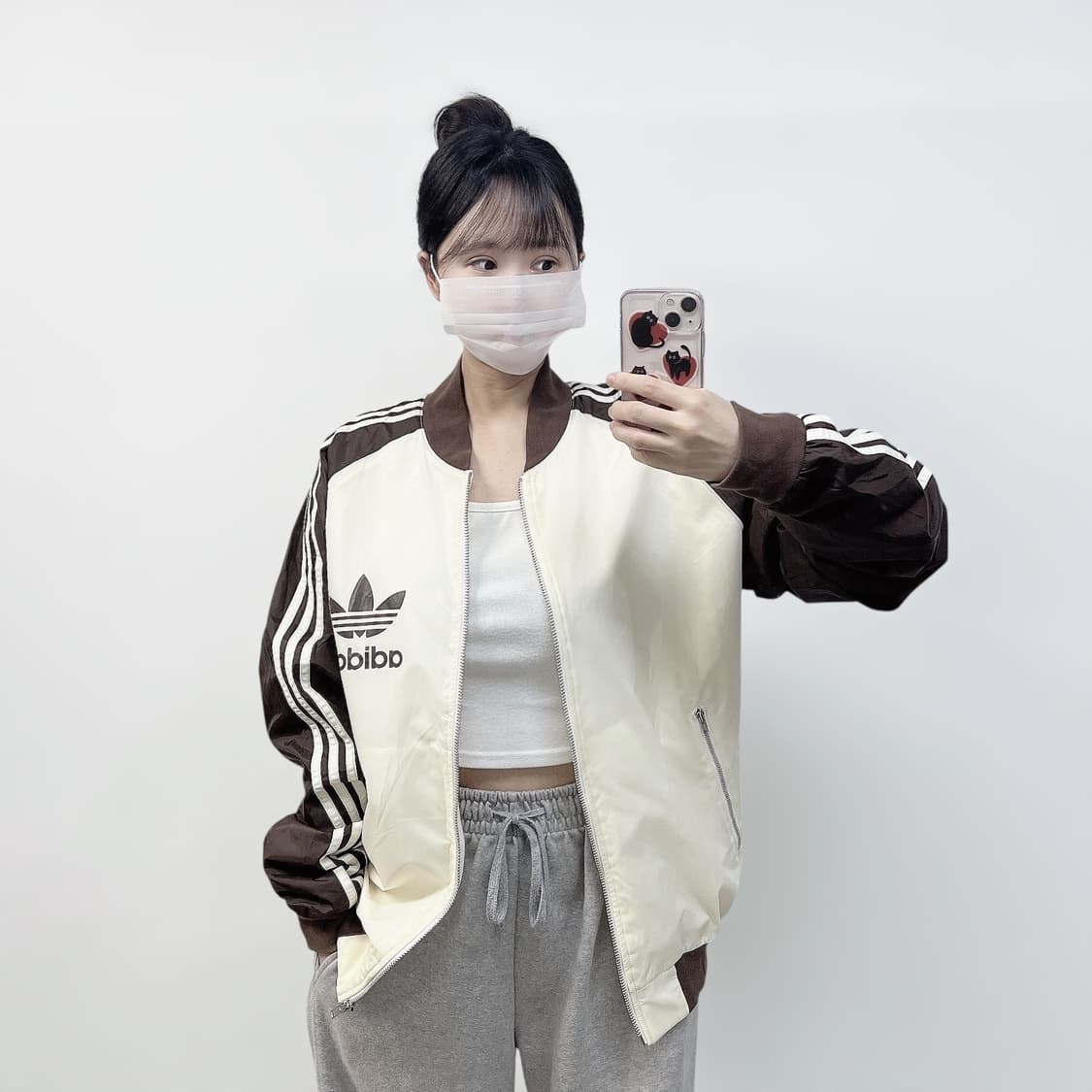 아디다스 불꽃 로고 크림 브라운 배색 트랙 자켓 대장급 상품이미지1