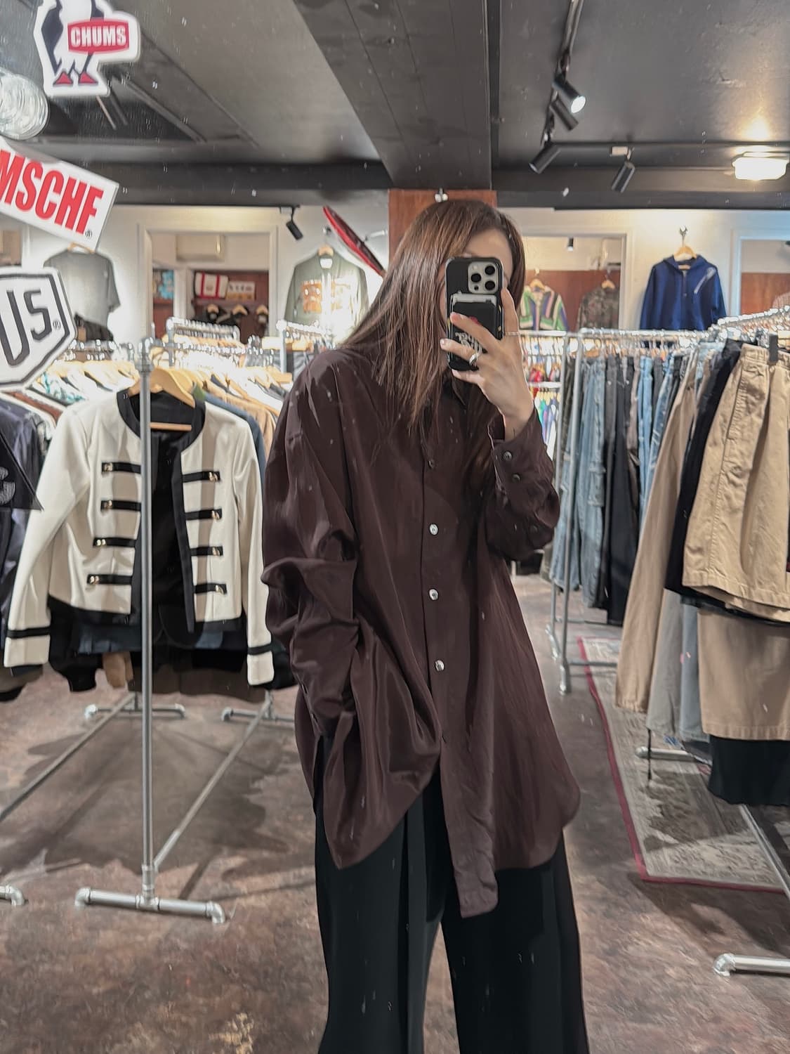 ORR 오르 새틴 브라운 루즈핏 셔츠 블라우스 M 상품이미지6