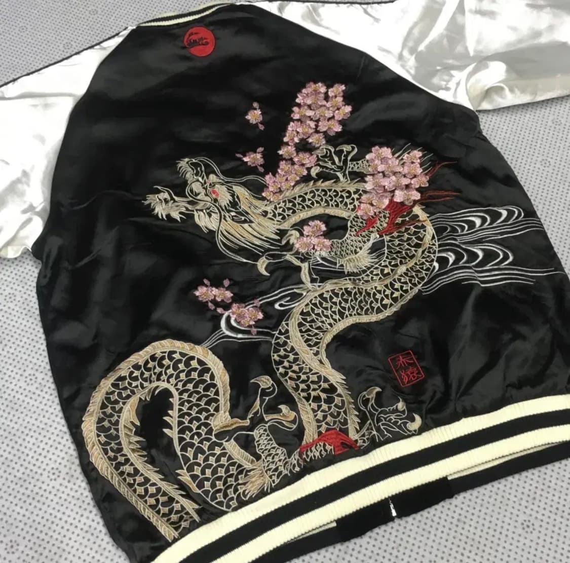 아카자루 리버시블 세틴 벨벳 스카쟌 상품이미지3