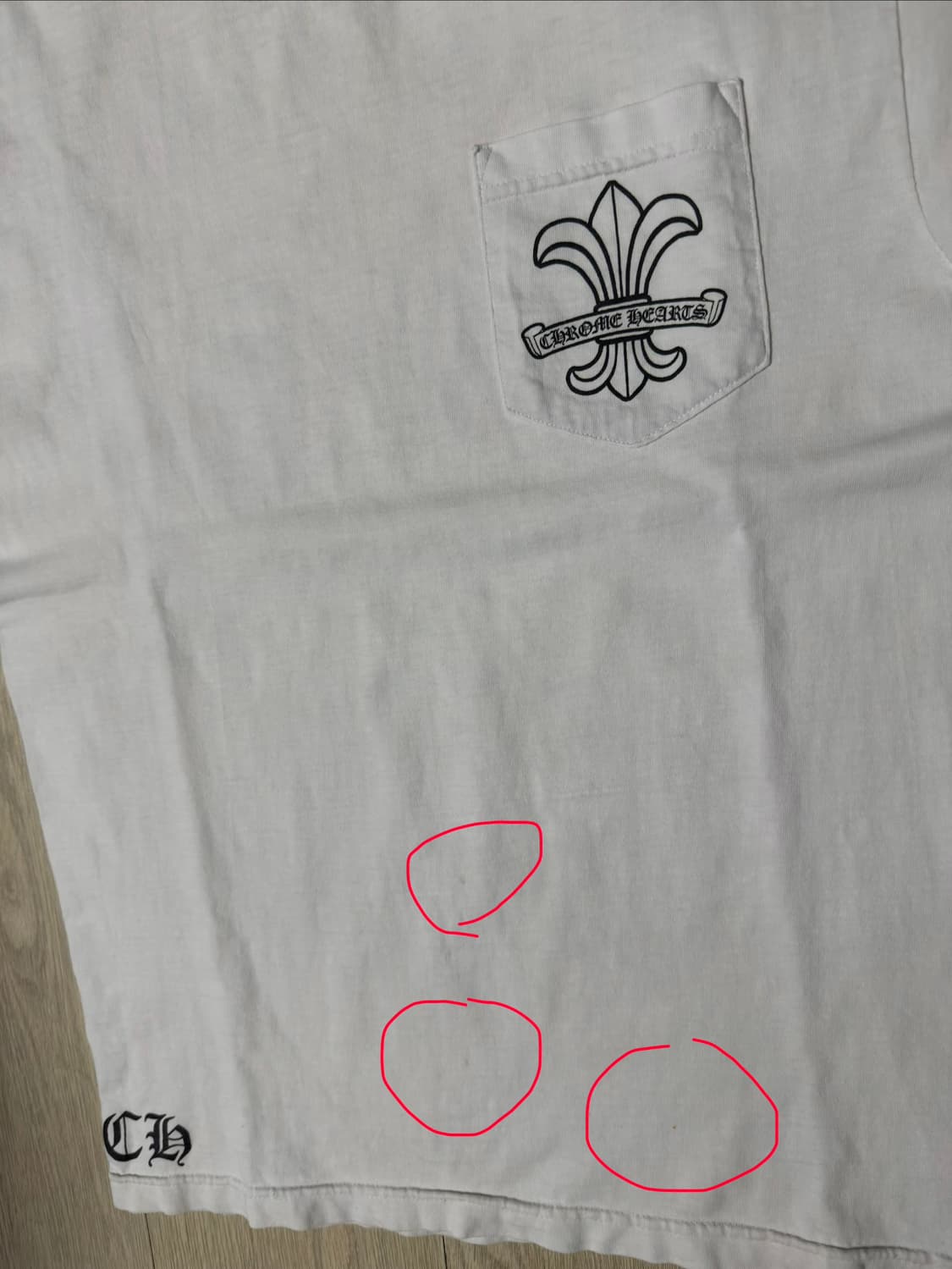 크롬하츠 BS플레어 포켓 티셔츠 화이트 M사이즈 상품이미지8